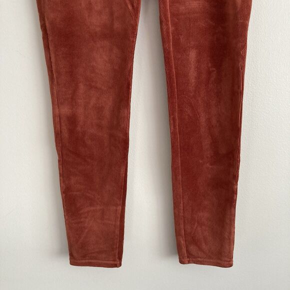 Suave Leggings Womens Medium Rust Knit Corduroy Stretch Tummy Control Pants - Picture 3 of 7